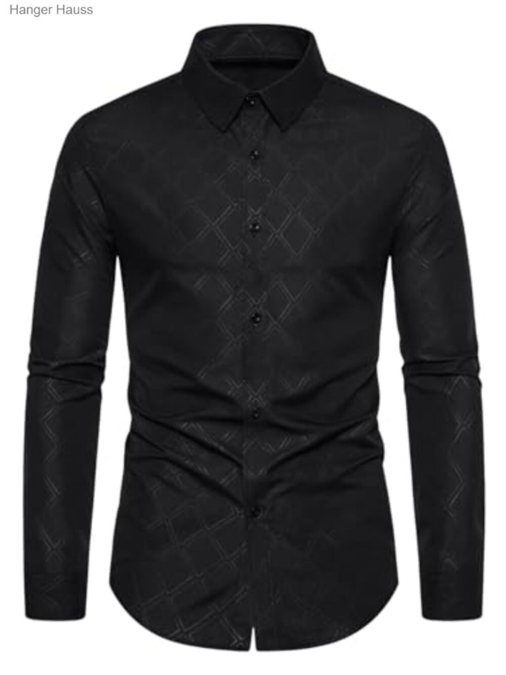 Men's Geometric Print Long Sleeve Button Down Shirt Business Casual Dress Shirt - Picture 1 of 3